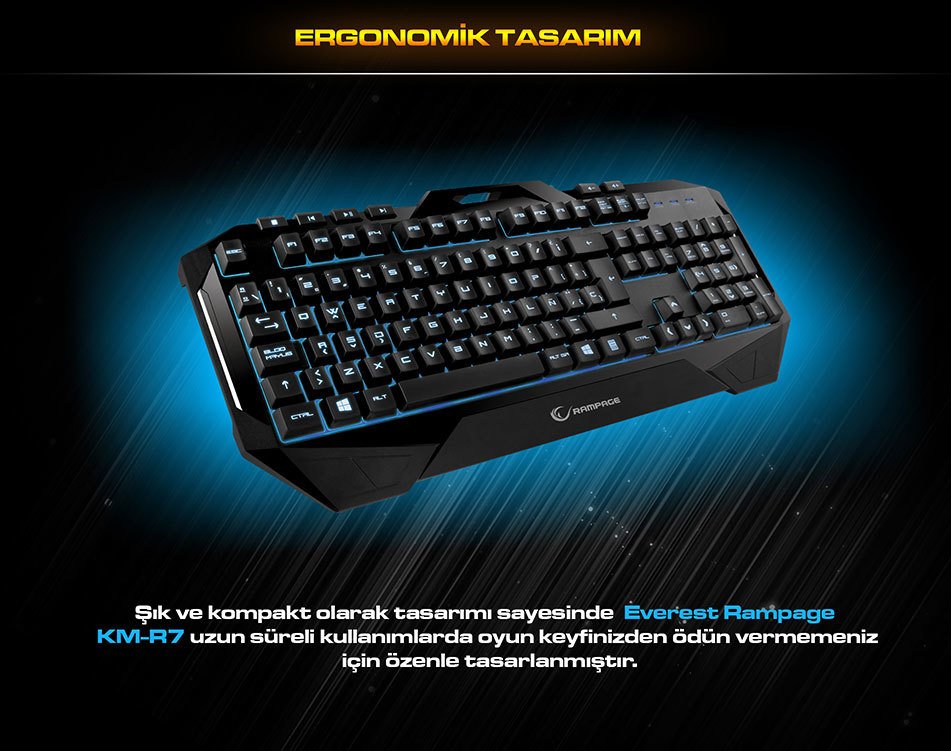 EVEREST RAMPAGE KM-R7 Ledli Klavye