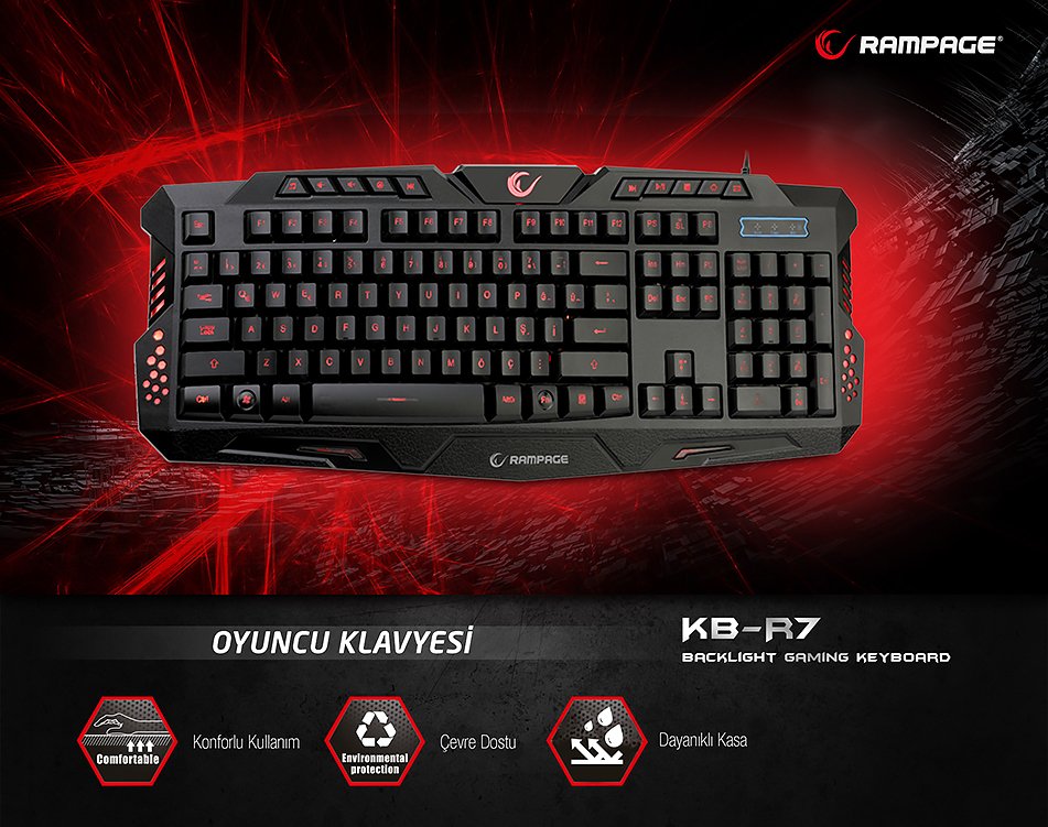 Rampage KB-R7 Siyah USB Işıklandırmalı Q Oyuncu Klavyesi