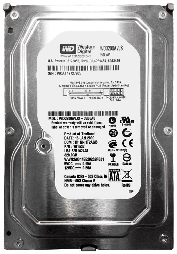 Western Digital  SATA 320GB WD3200AVJS-63B6A0 3.5'' 7200RPM HDD