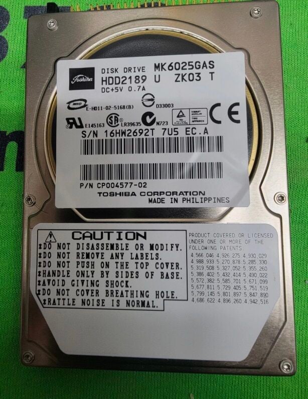 Toshiba (MK6025GAS) 60GB, 4200RPM, 2.5'' IDE HDD