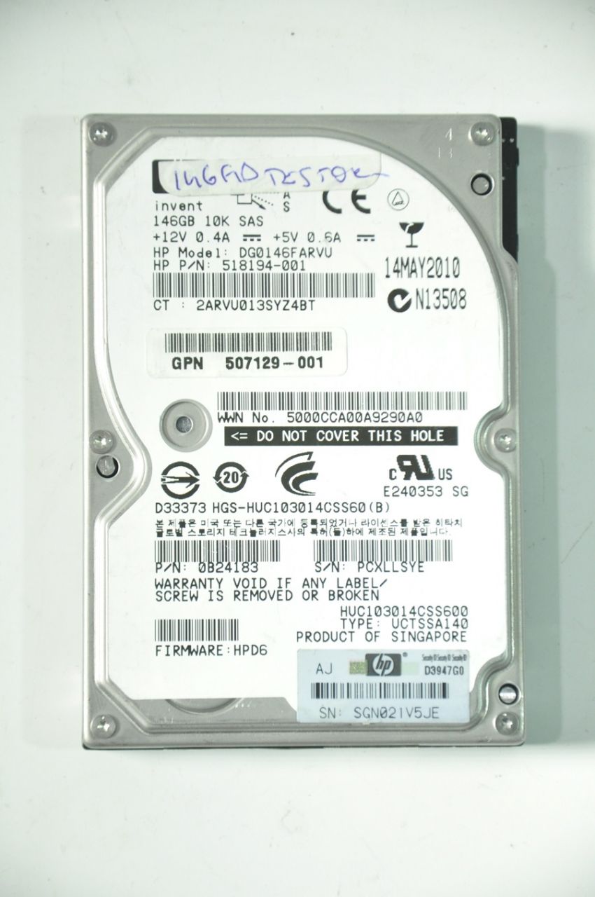 HITACHI SAS 146GB HUC103014CSS600 DG0146FARVU 518194-001 507129-001 2.5'' 10000RPM SCSI HDD