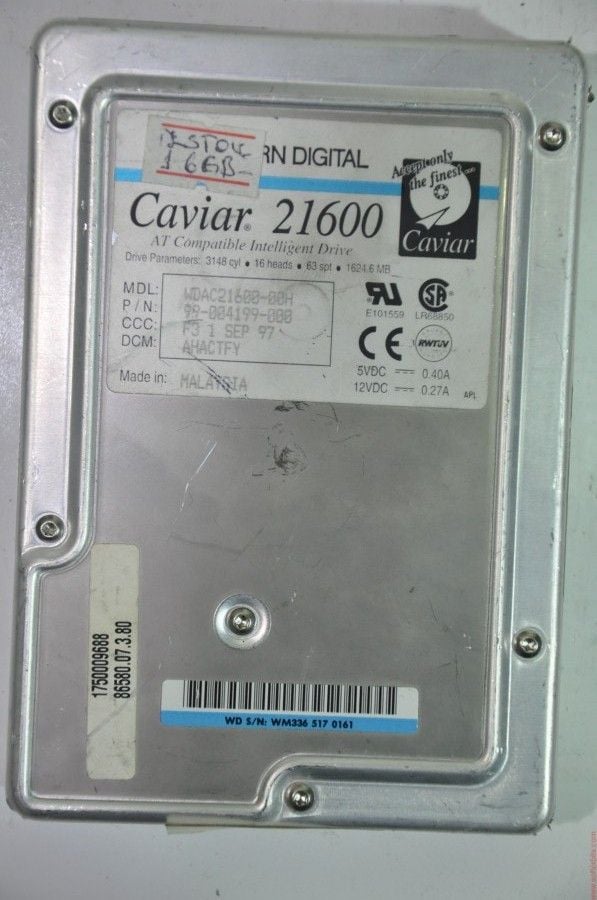 WESTERN DIGITAL IDE 1.6GB WDAC21600-32H 99-004199-001 3.5'' 5400RPM HDD