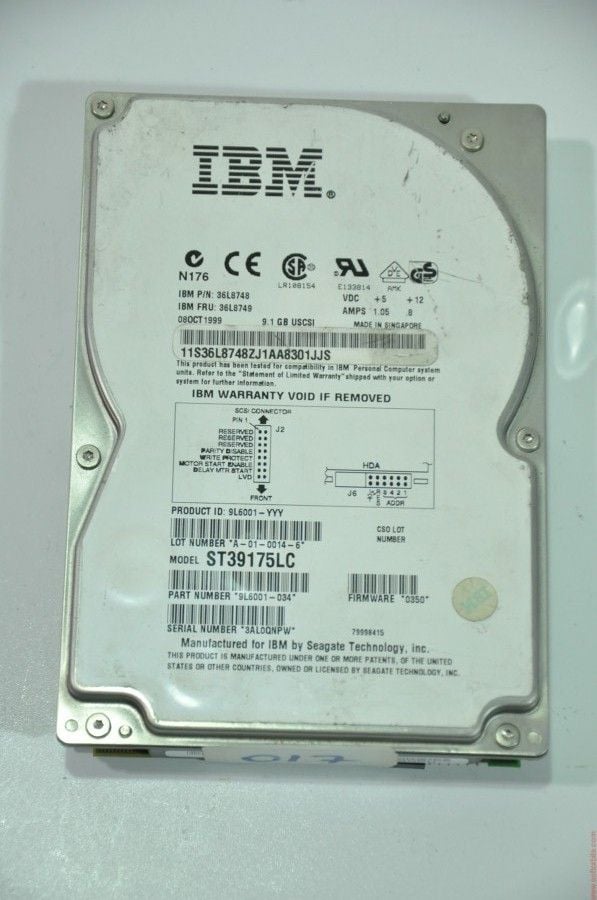 IBM 80 PIN 9.1GB ST39175LC 9L6001-034 3.5'' 7200RPM SCSI HDD