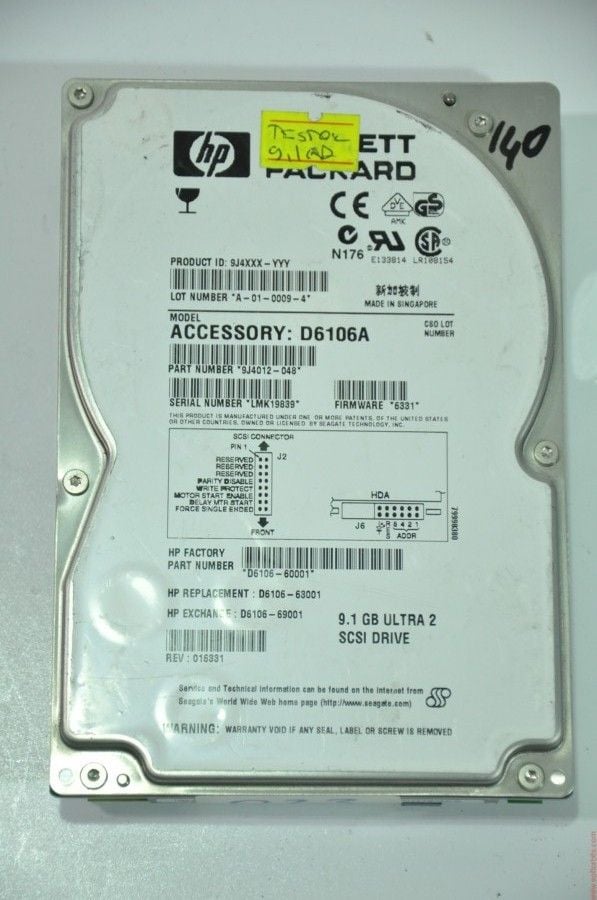 HP 80 PIN 9.1GB D6106A D6106-63001 3.5'' 7200RPM SCSI HDD