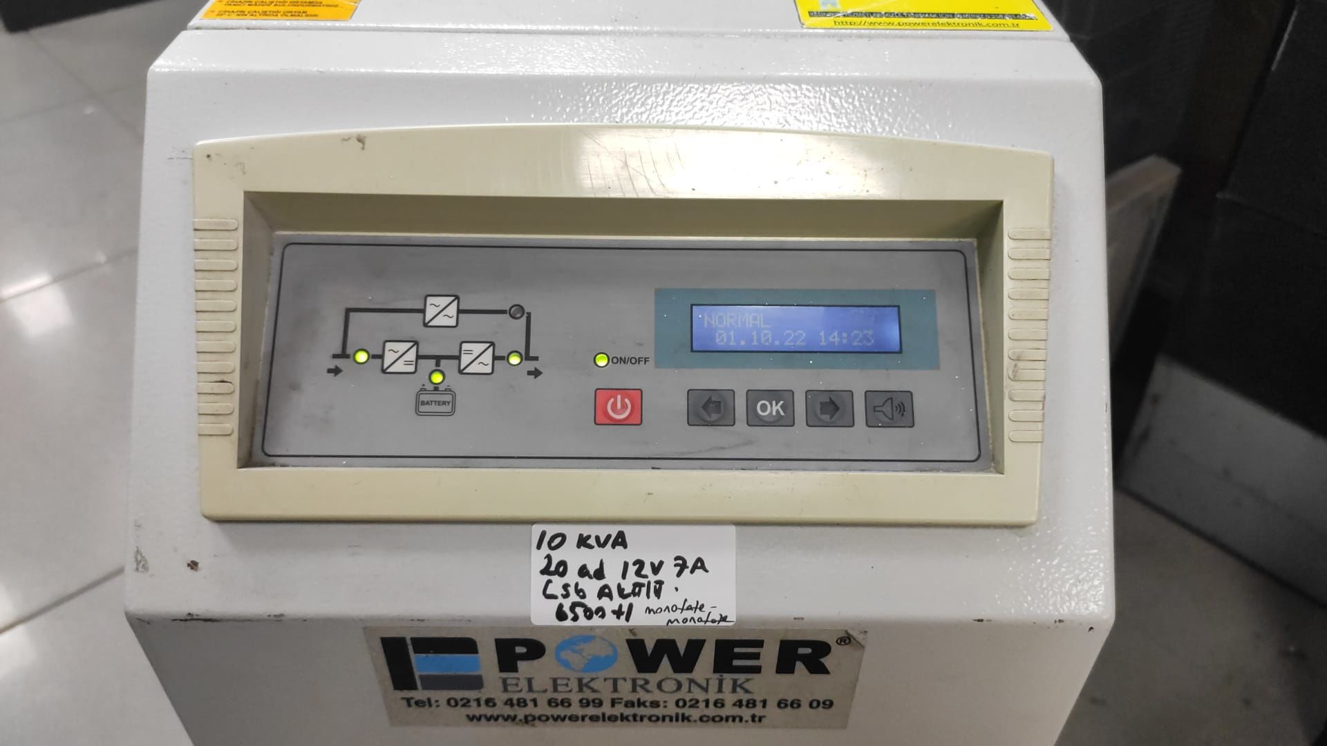 Power PWR11-10 Model 10 kVA Online UPS - 20*12V 7AH Akülü