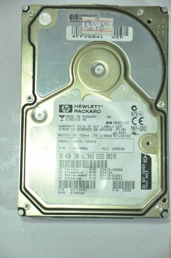 HP 80 PIN 36GB DDYS-T36950 07N4602 3.5'' 10000RPM SCSI HDD