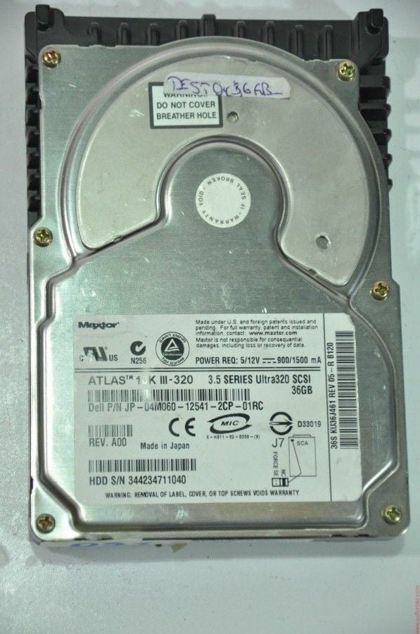 MAXTOR 80 PIN 36GB KU36J461 JP-04M060-12541-2CP-01RC 3.5'' 10000RPM SCSI HDD