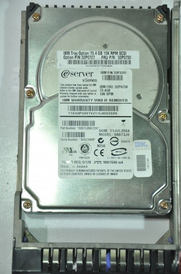 IBM 80 PIN 73GB 8B073J0 32P0730 33P3391 32P0727 3.5'' 10000RPM SCSI HDD