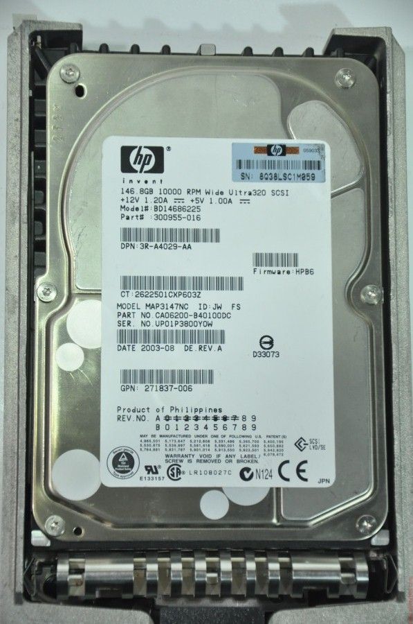 HP 80 PIN 146GB BD14686225 MAP3147NC 271837-006 3.5'' 10000RPM SCSI HDD