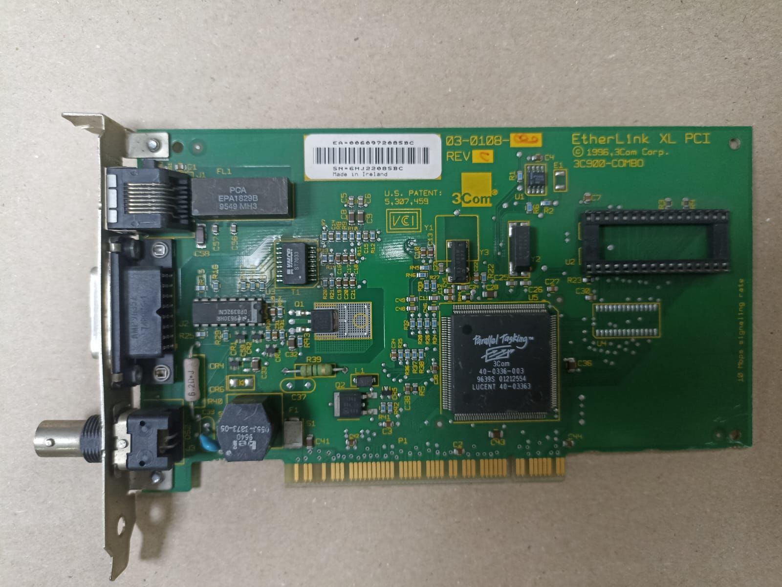 3COM 3C900-COMB ETHERLINK XL PCI 03-0108 02-0108-001 NETWORK CARD bnc
