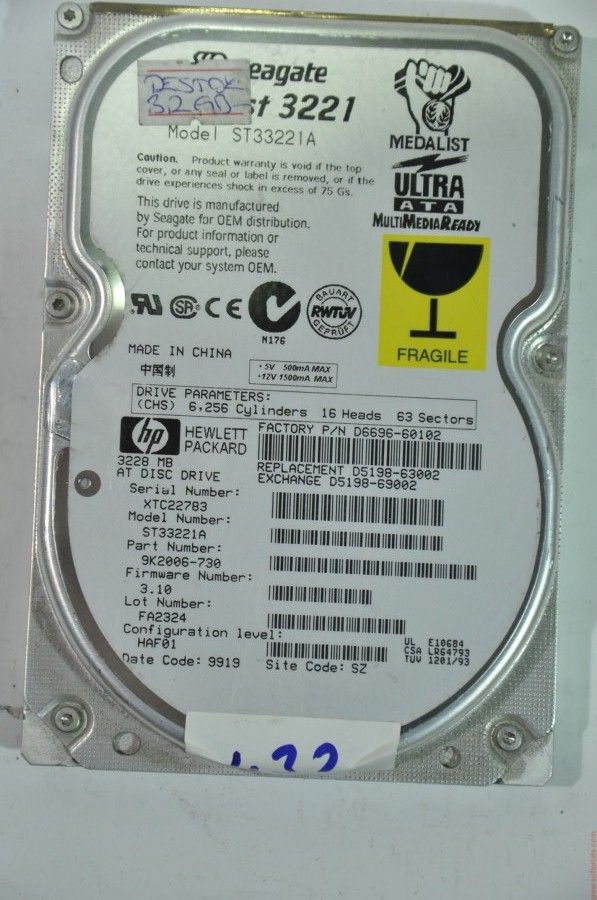 SEAGATE IDE 3.2GB ST33221A 3.5'' 5400RPM HDD